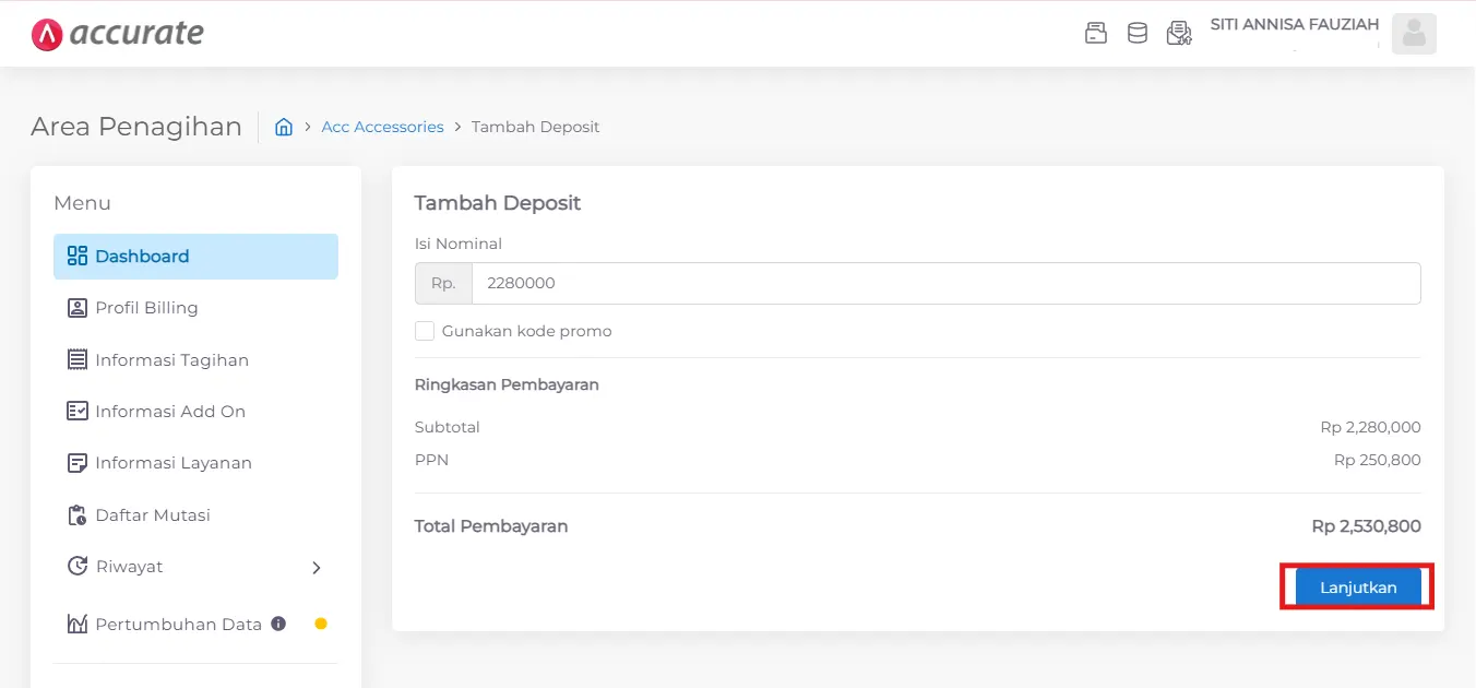 bayar tagihan Accurate via Tokopedia E-Invoicing